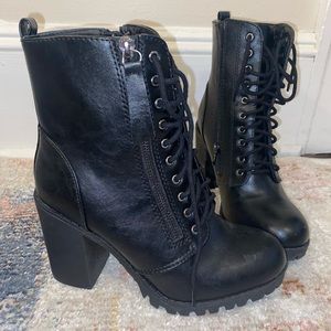 Black SODA Heeled Combat Boots